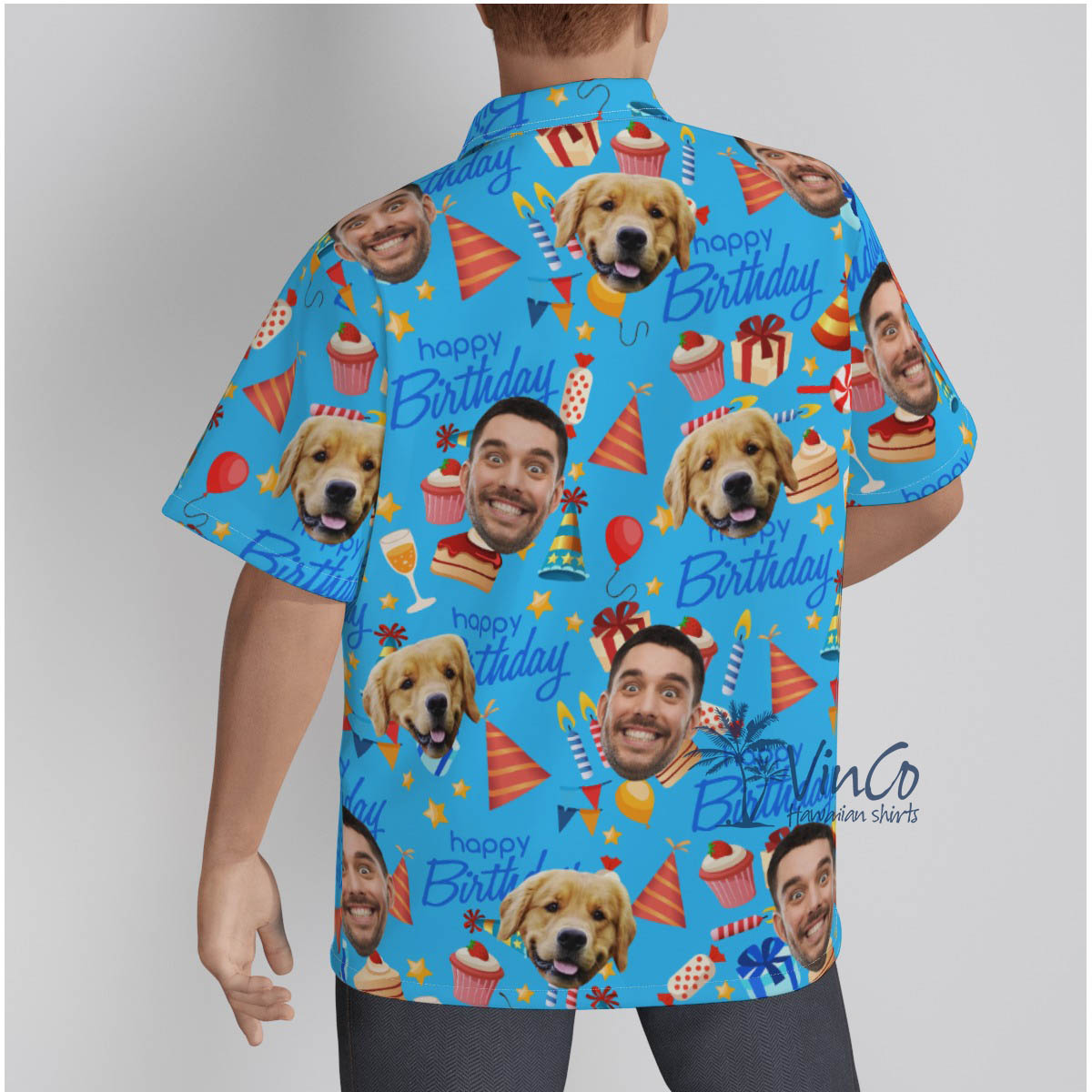 Personalize Happy Birthday Hawaiian Shirt With Multiple Faces