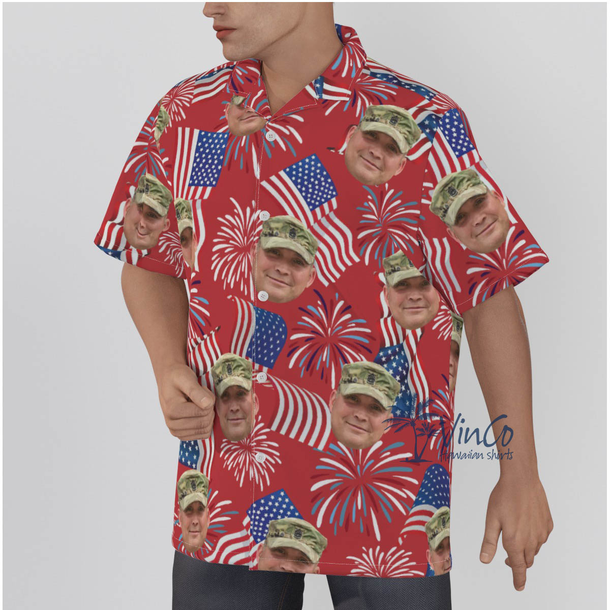 Custom Face Military 4th Of July Independence Day Hawaiian Shirt
