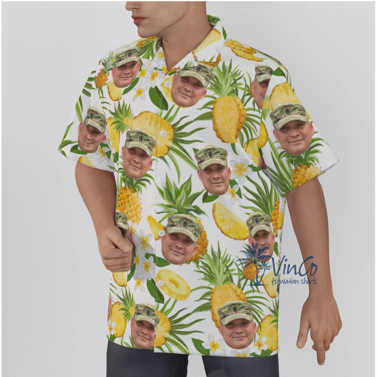 Pineapple Personalize Military Hawaiian Shirt For Men