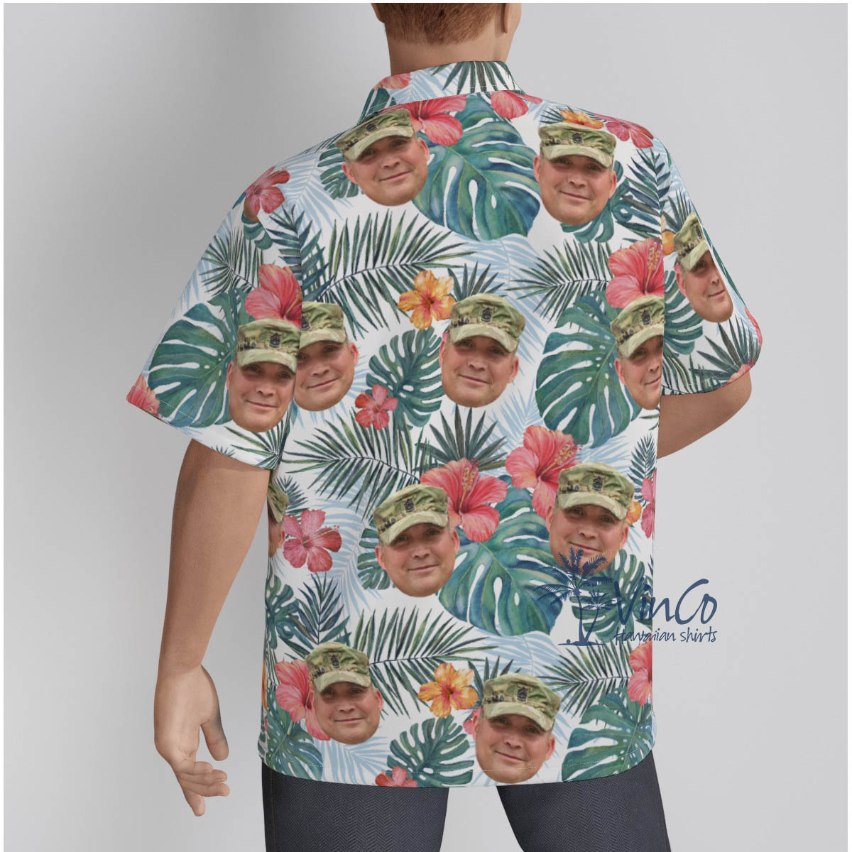 Custom Face Military Hawaiian Button Shirt For Men