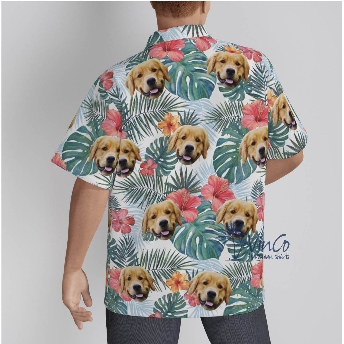 Floral Personalize Dog Face Hawaiian Shirt For Men