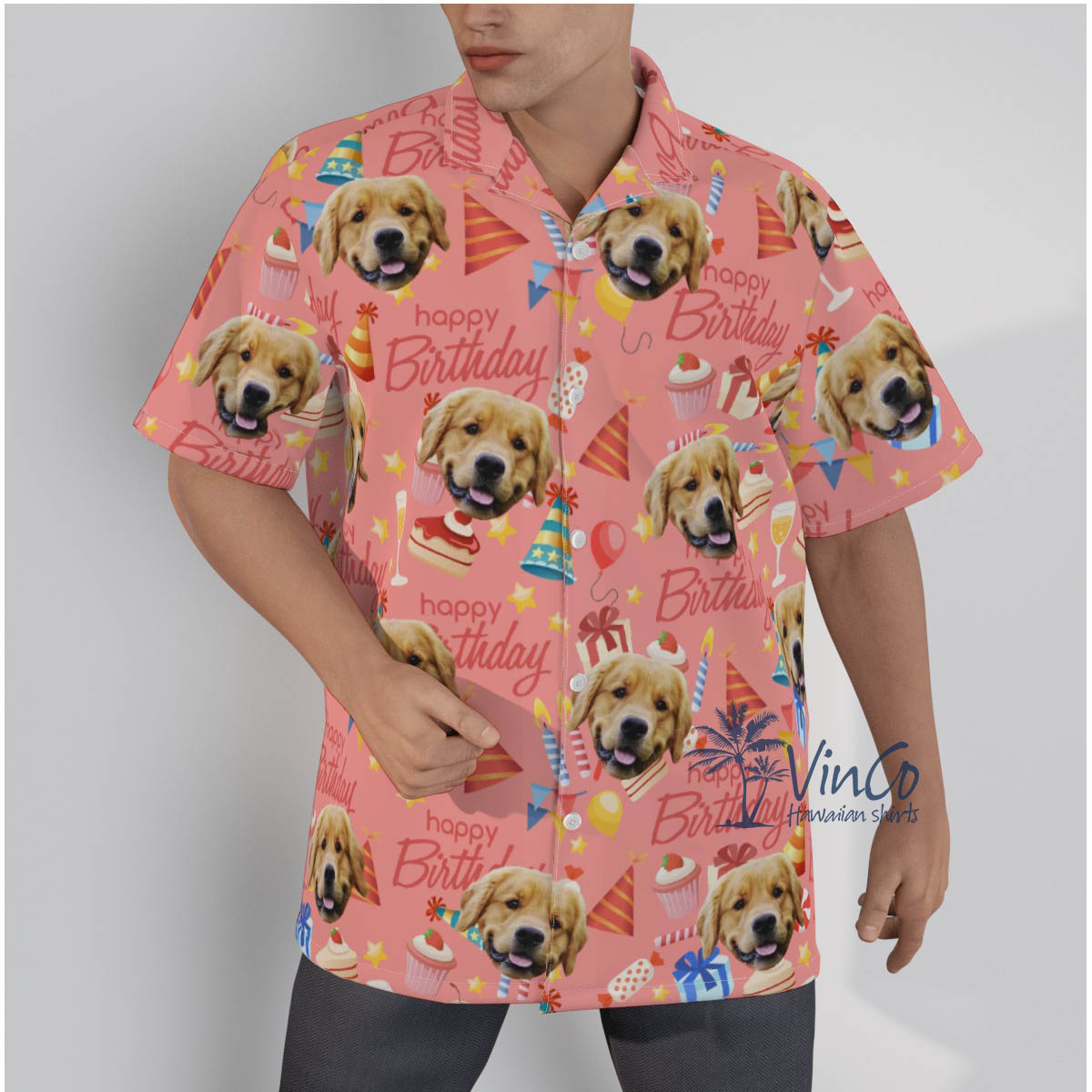 Pink Custom Dog Birthday Hawaiian Shirt - variant image 1