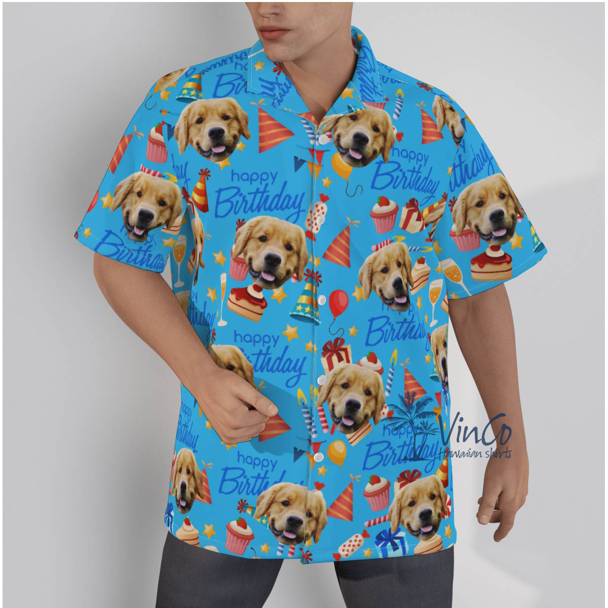 Happy Birthday Pet Custom Face Hawaiian Shirt For Men - variant image 1