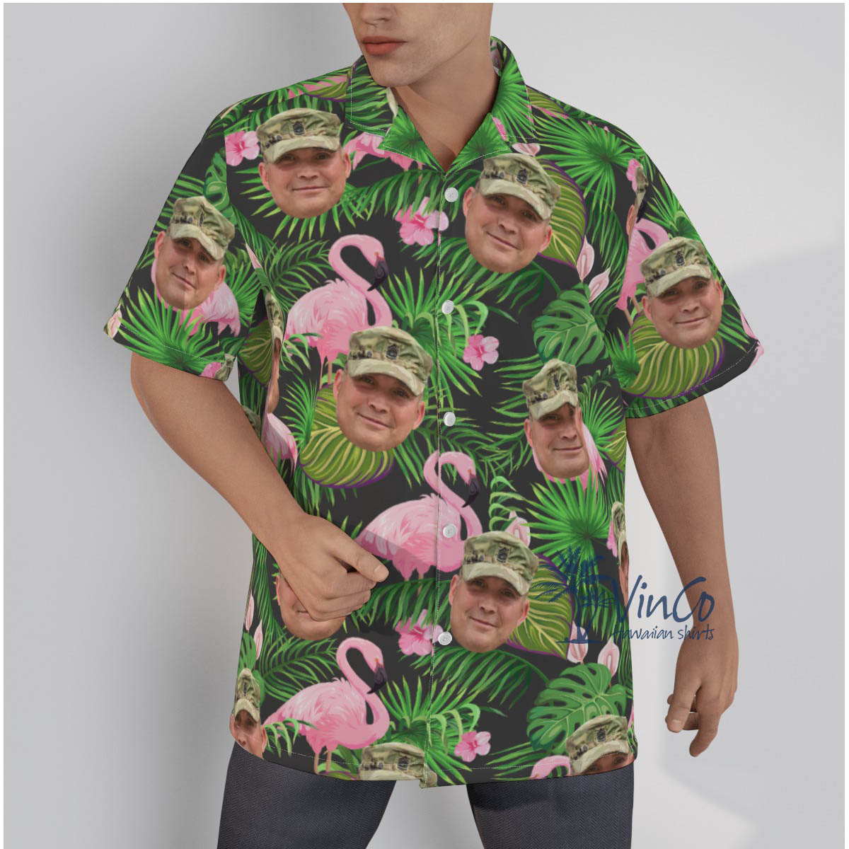 Custom Face US Military Hawaiian Shirt For Men - variant image 1