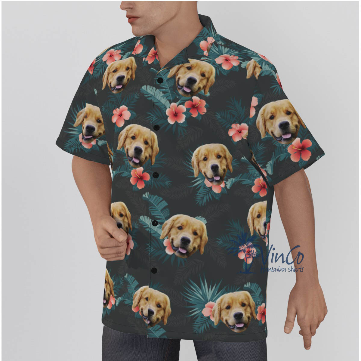 Tropical Custom Dog Hawaiian Shirt For Men - variant image 1