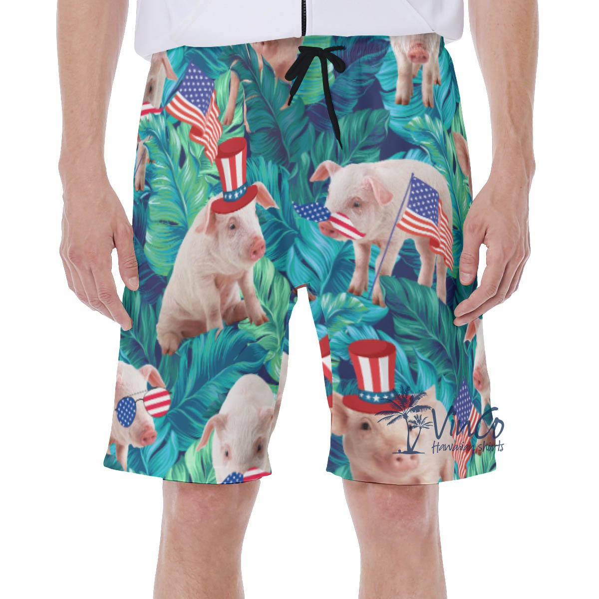 Funny Pig 4th Of July Hawaiian Swimwear For Men - variant image 1