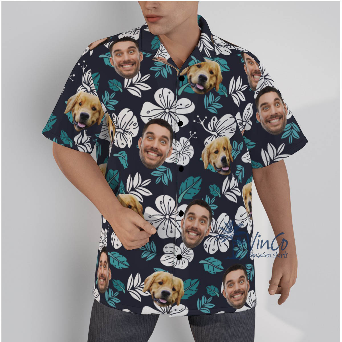 Personalized Multiple Faces Hawaiian Button Shirt For Men - variant image 1