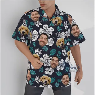 Personalized Multiple Faces Hawaiian Button Shirt For Men