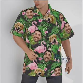Tropical Custom Dog And Human Face Aloha Shirt For Men