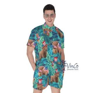 Funny Cow Patriotic Tropical Hawaiian Romper