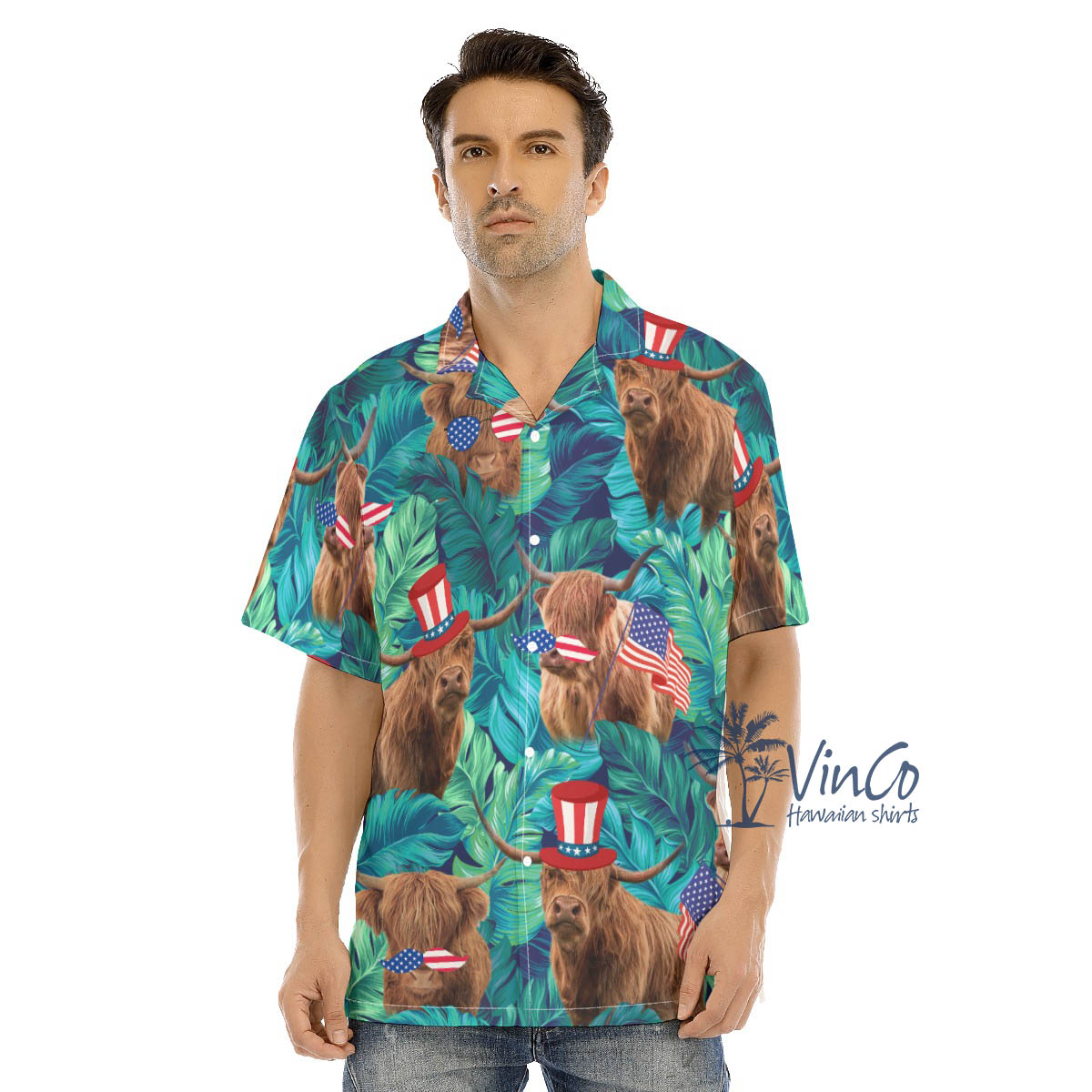 Funny Cow American Hat 4th Of July Hawaiian Shirt - variant image 1