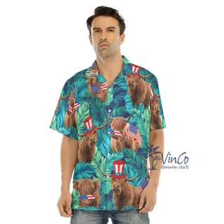 Funny Cow American Hat 4th Of July Hawaiian Shirt