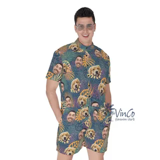 Custom Multiple Faces Men's Romper For Summer