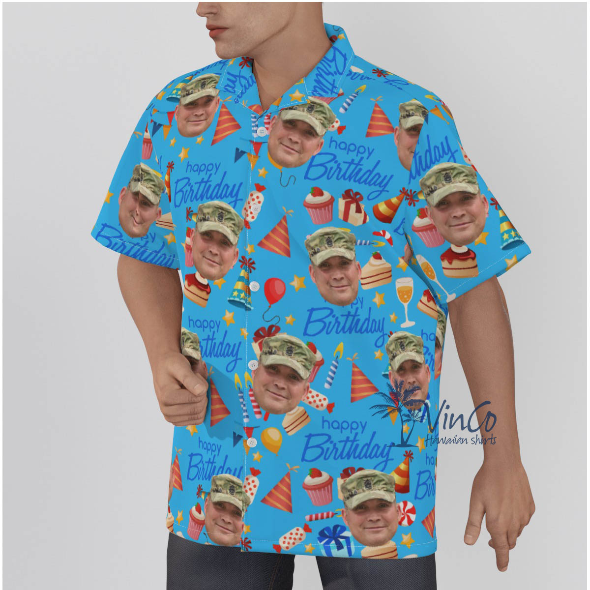 Custom Face Veteran Birthday Hawaiian Shirt For Men