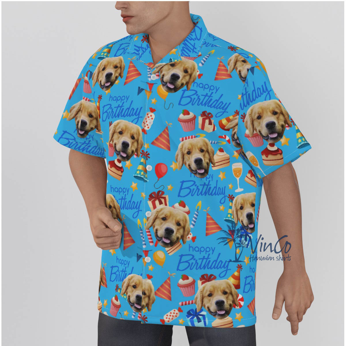 Happy Birthday Pet Custom Face Hawaiian Shirt For Men