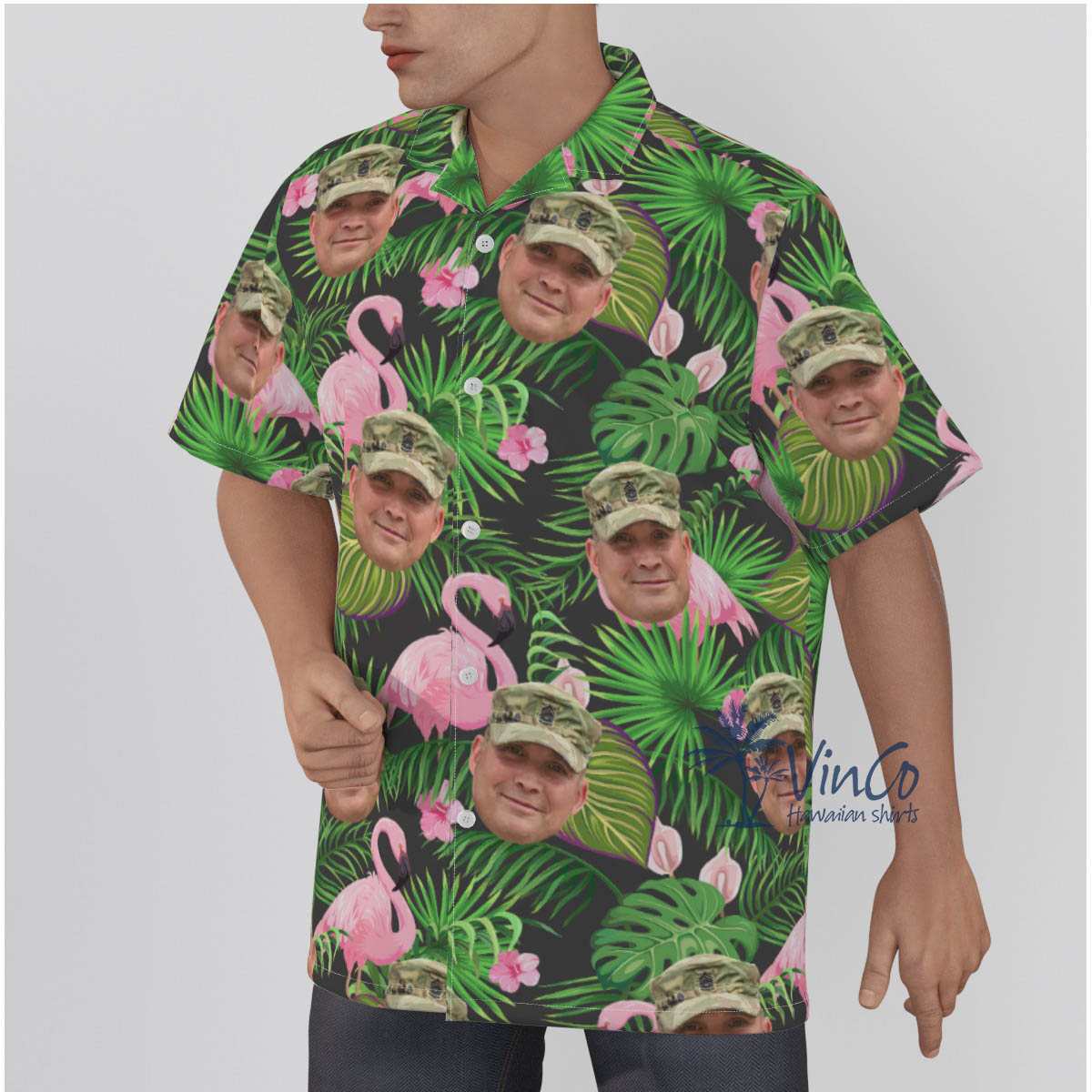 Custom Face US Military Hawaiian Shirt For Men