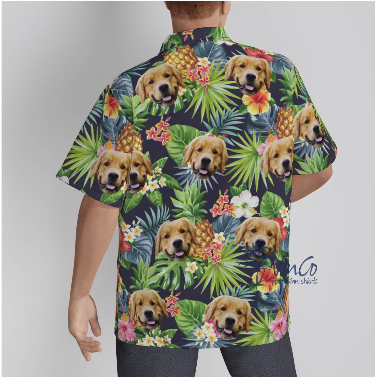 Tropical Custom Face Dog Aloha Shirt For Men