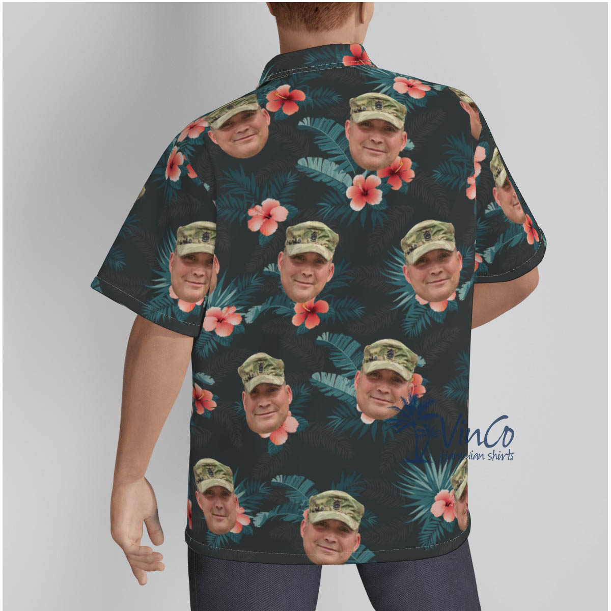 Custom Solider Face Hawaiian Button Shirt For Men