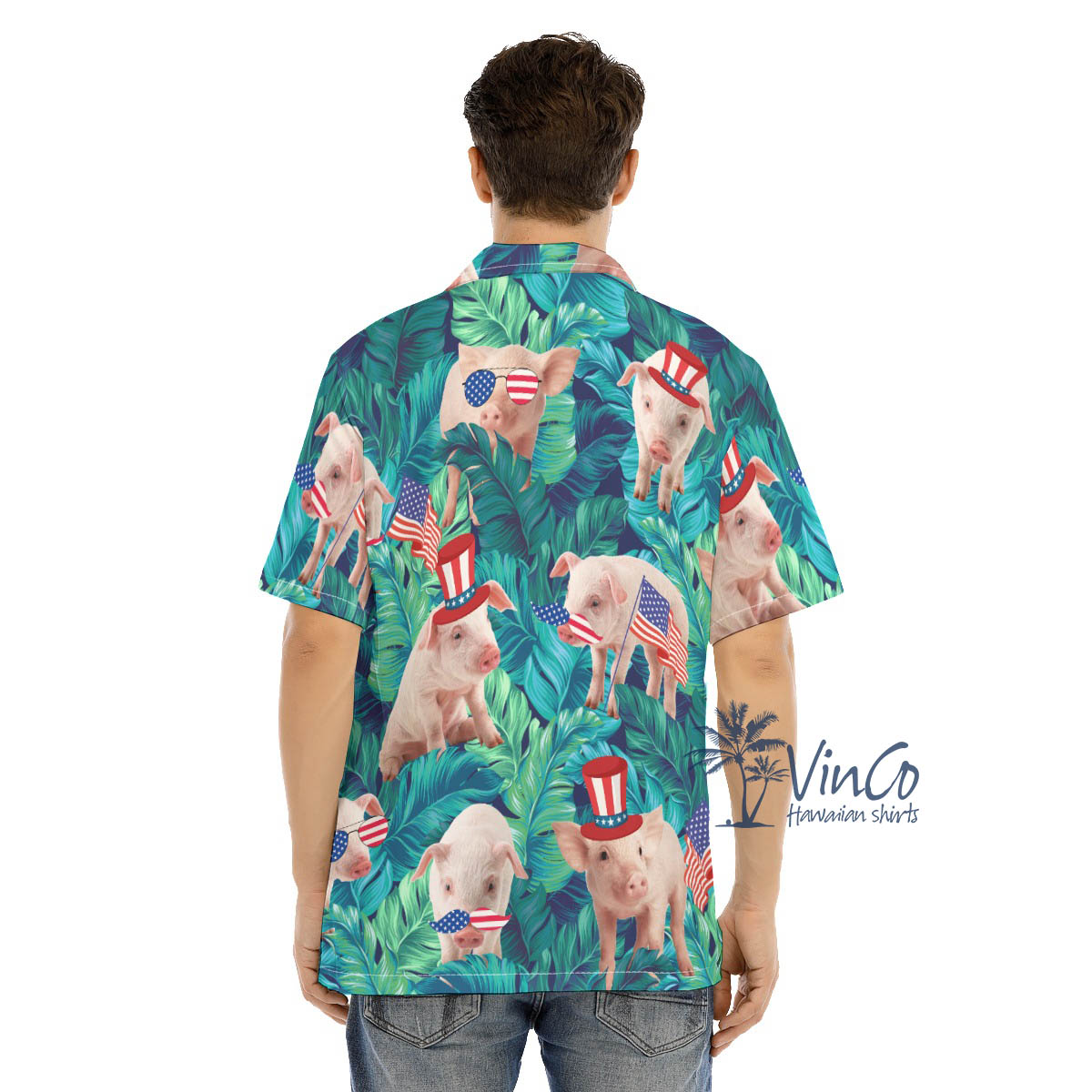 4th Of July Pig With American Hat Hawaiian Shirt