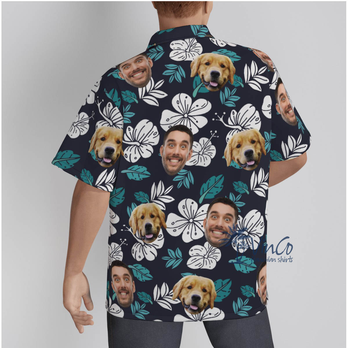Personalized Multiple Faces Hawaiian Button Shirt For Men