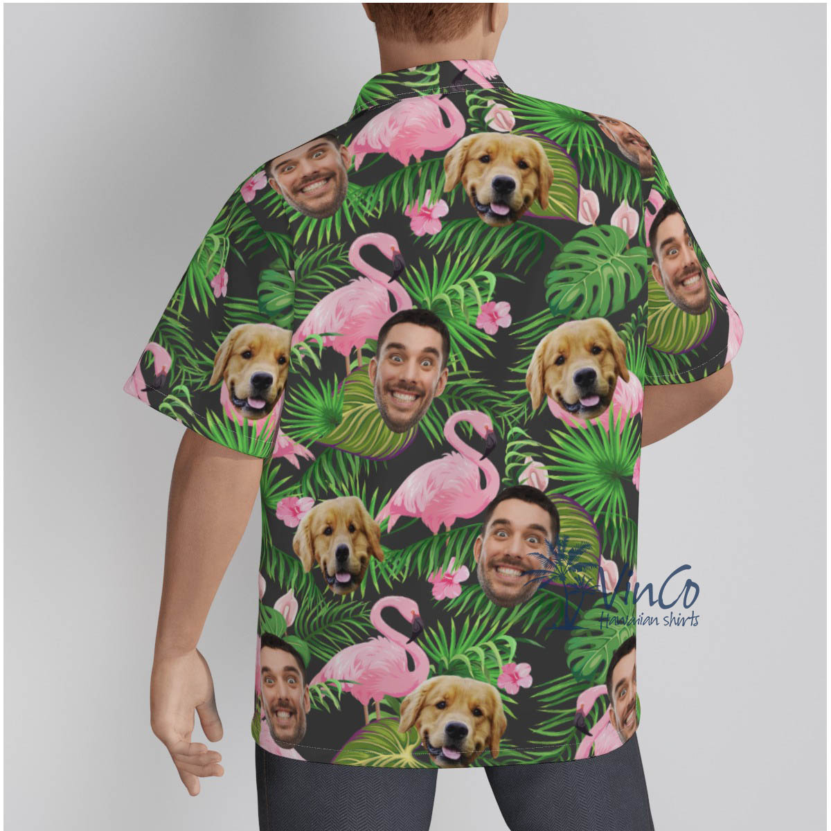 Tropical Custom Dog And Human Face Aloha Shirt For Men