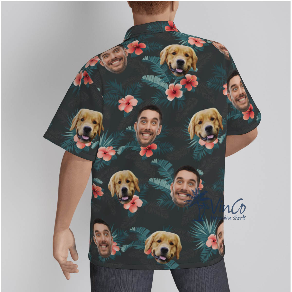 Floral Custom Dog Face Hawaiian Shirt