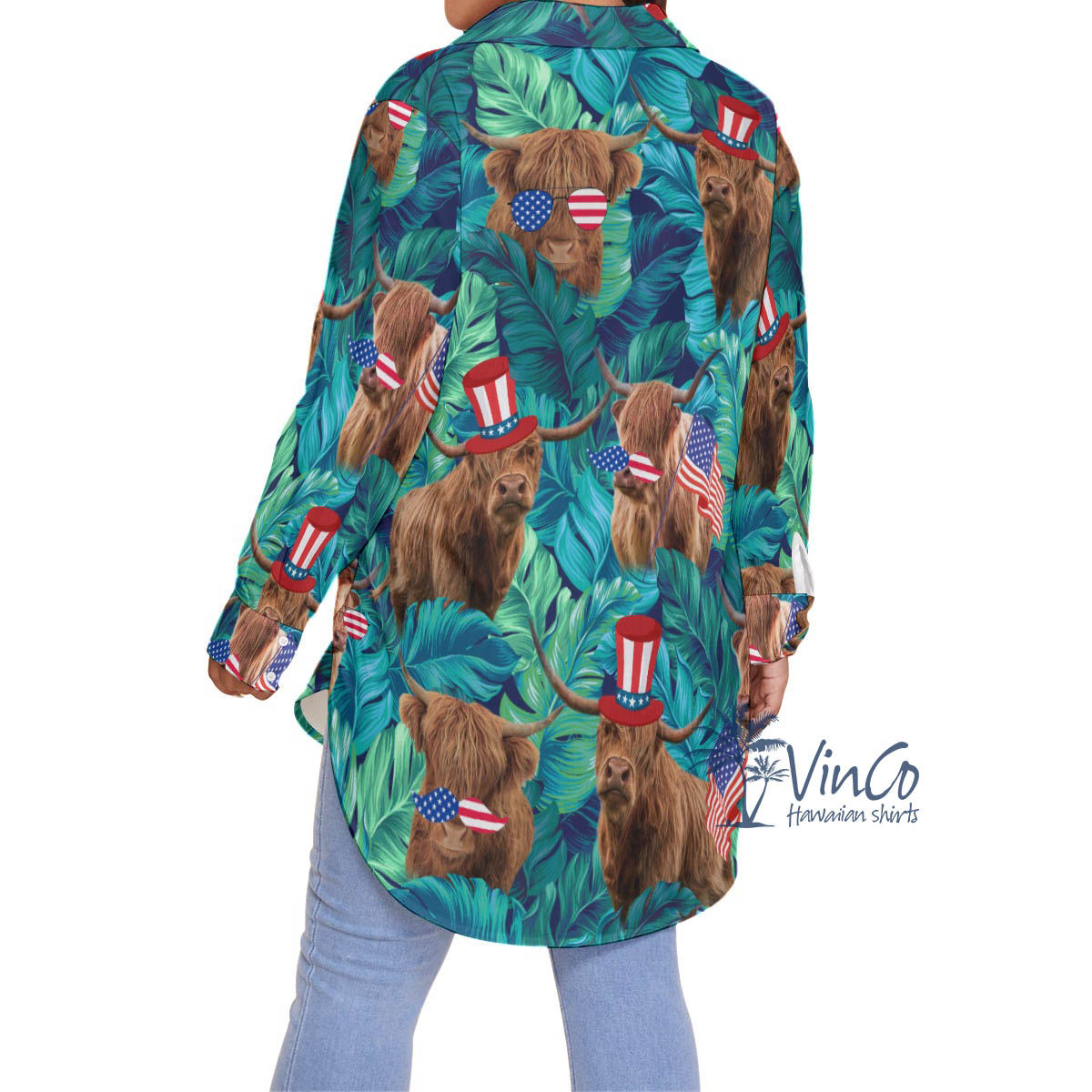 Funny Cow With American Hat Patriotic Plus Size Hawaiian Shirt