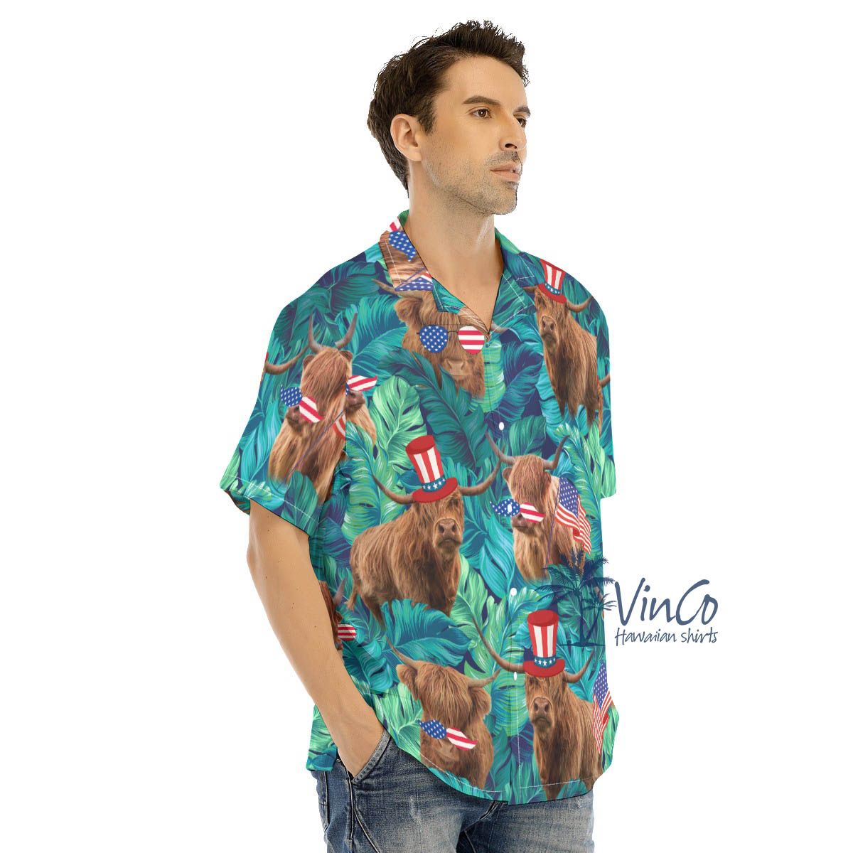 Funny Cow American Hat 4th Of July Hawaiian Shirt