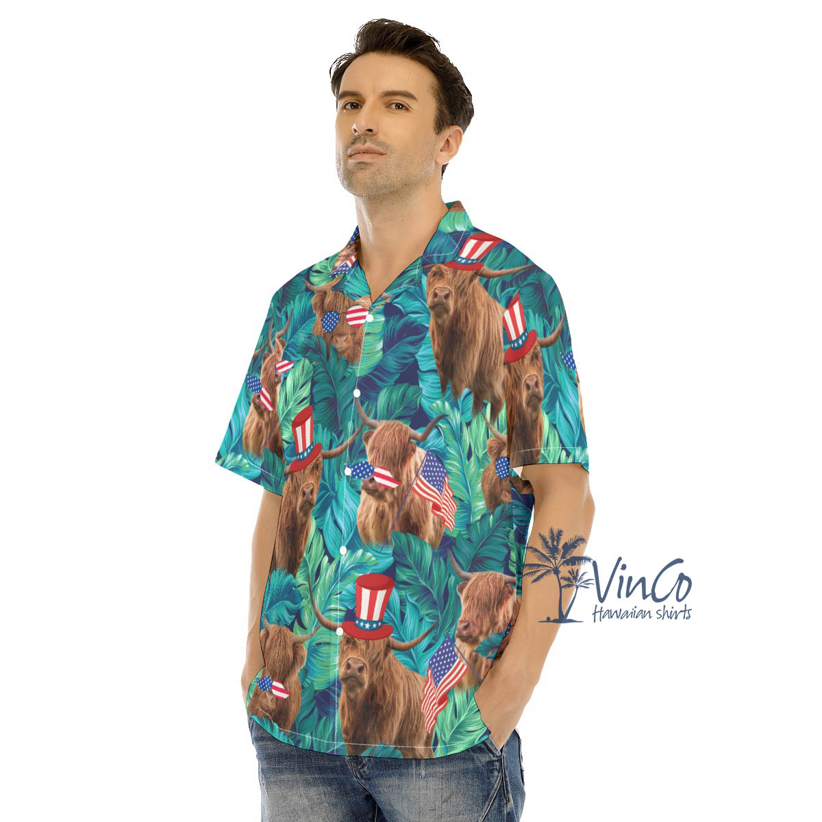 Funny Cow American Hat 4th Of July Hawaiian Shirt