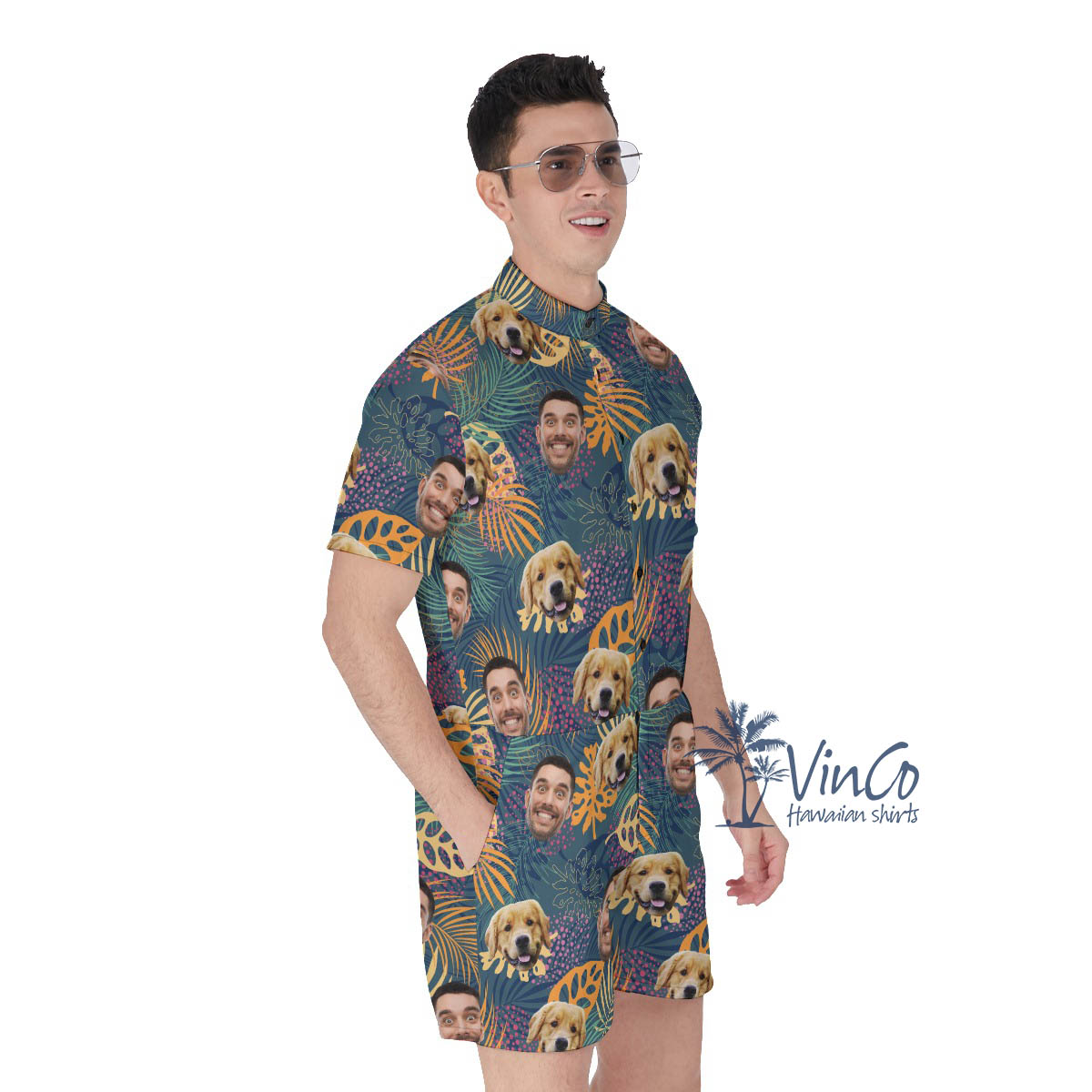 Custom Multiple Faces Men's Romper For Summer