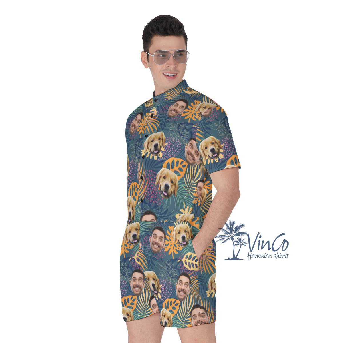 Custom Multiple Faces Men's Romper For Summer