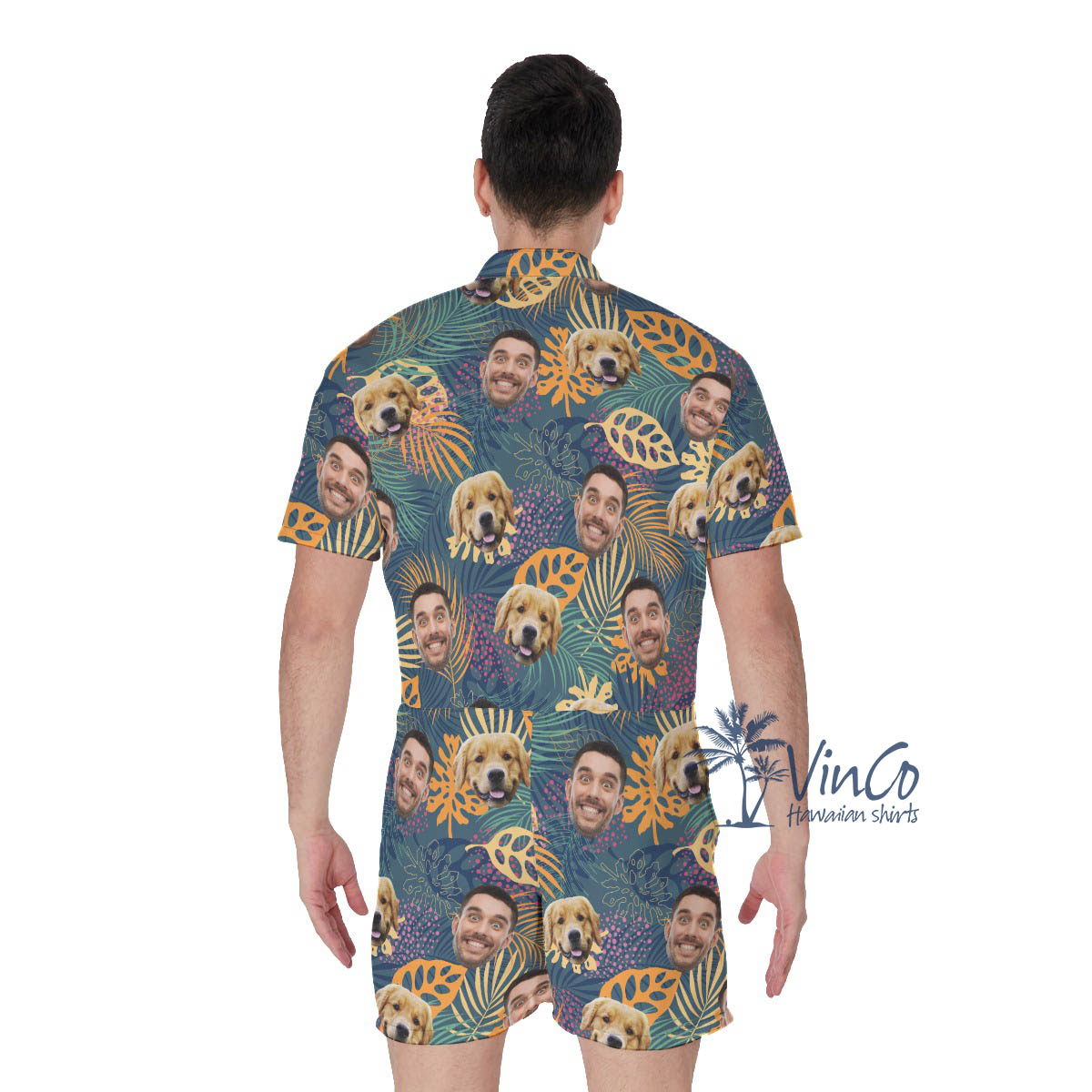 Custom Multiple Faces Men's Romper For Summer