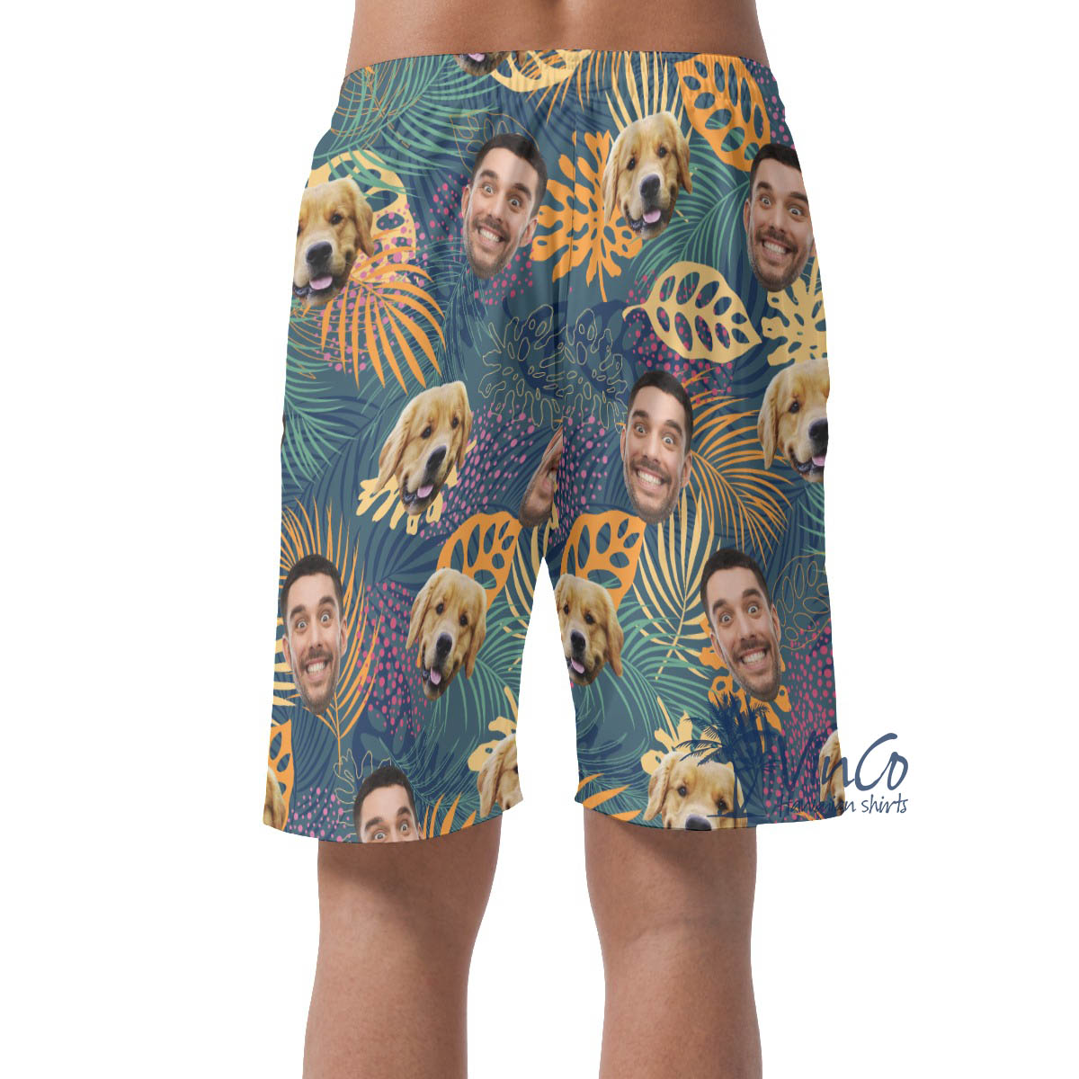 Custom Face Dog And Owner Hawaiian Shorts For Men