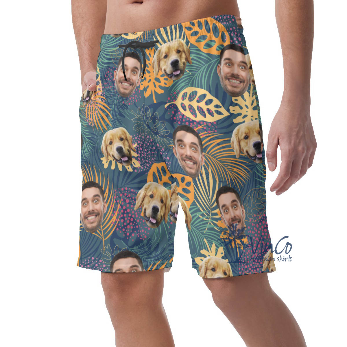 Custom Face Dog And Owner Hawaiian Shorts For Men