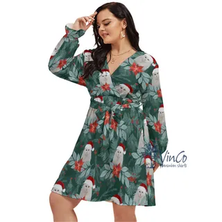 Custom Face Pet Face Plus Size Christmas Dress For Women