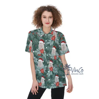 Custom Cat Photo Christmas Hawaiian Shirt For Women