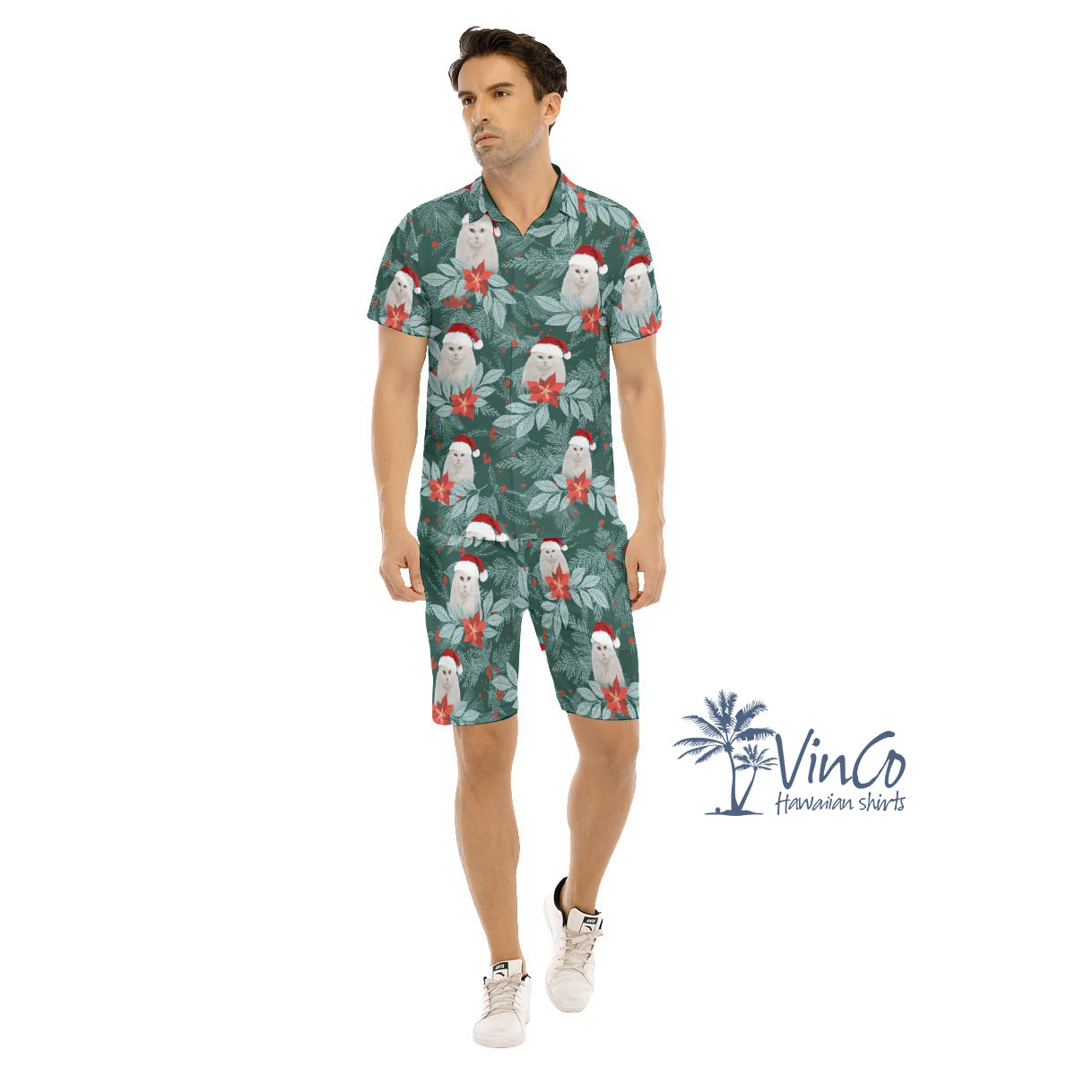 Custom Dog Cat Christmas Hawaiian Shirt Set For men - variant image 1
