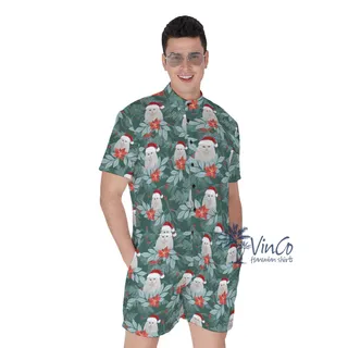 Tropical Custom Pet Face Christmas Romper For Men