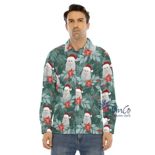 Personalized Pet Christmas Long Sleeve Hawaiian Shirt For Men