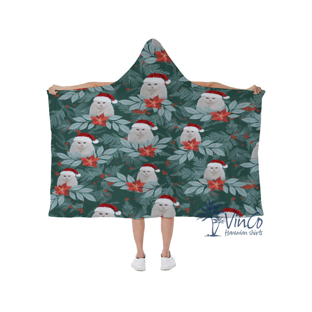 Personalized Pet Face Christmas Hooded Blanket - variant image 1