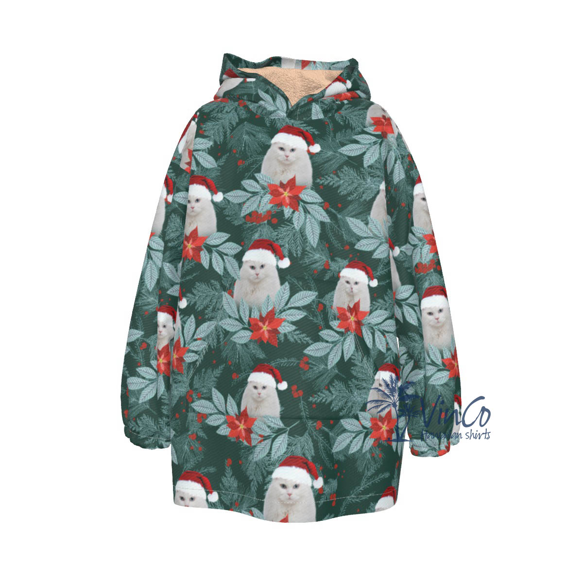 Custom Face Pet Christmas Sweatshirt Blanket Hoodie For Kids - variant image 1