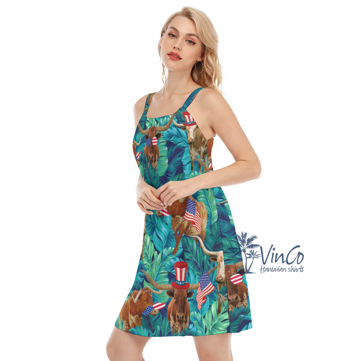 Tropical Longhorn Texas 4th Of July Hawaiian Dresses For Women