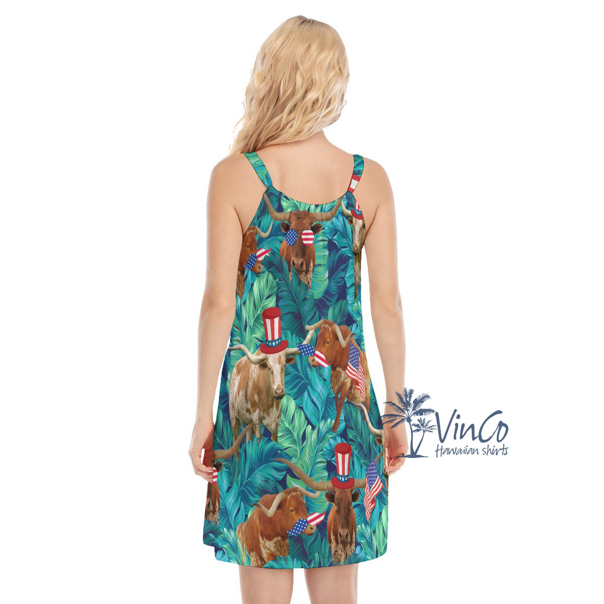 Tropical Longhorn Texas 4th Of July Hawaiian Dresses For Women