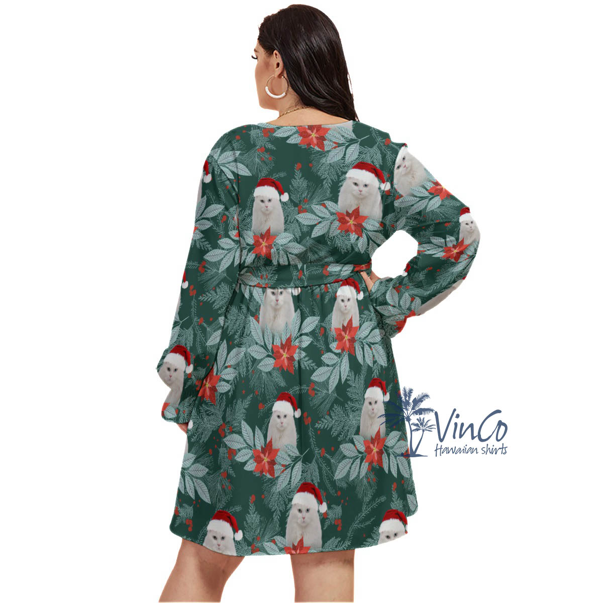 Custom Face Pet Face Plus Size Christmas Dress For Women