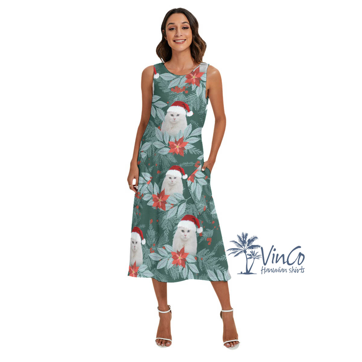 Cute Personalized Pet Face Women's Christmas Dress