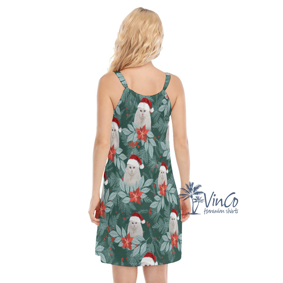 Tropical Custom Pet Face Christmas Dress For Women