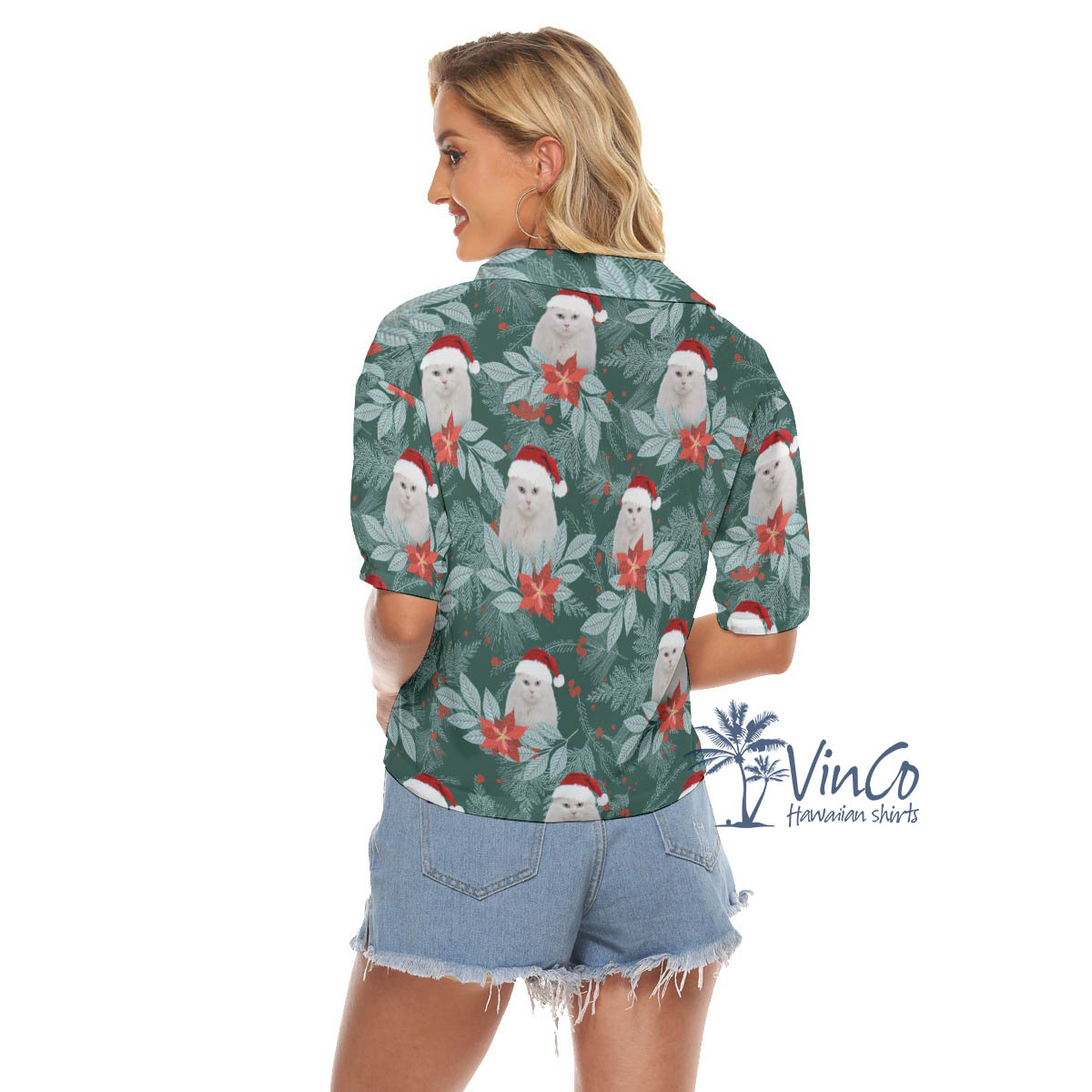 Funny Custom Photo Christmas Hawaiian Shirt For Women