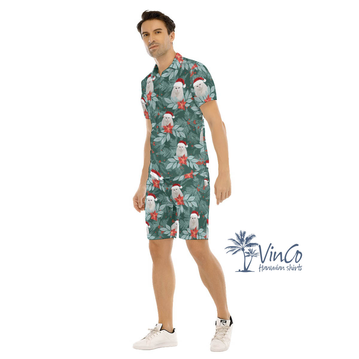 Custom Dog Cat Christmas Hawaiian Shirt Set For men