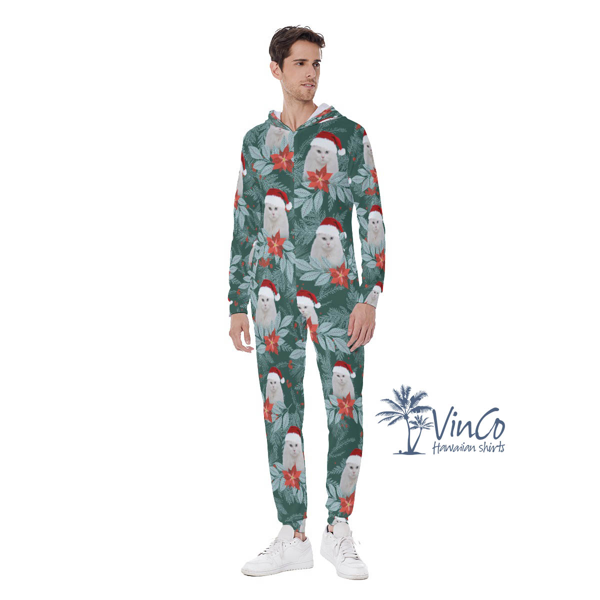 Custom Pet Face Family Matching Christmas Jumpsuit