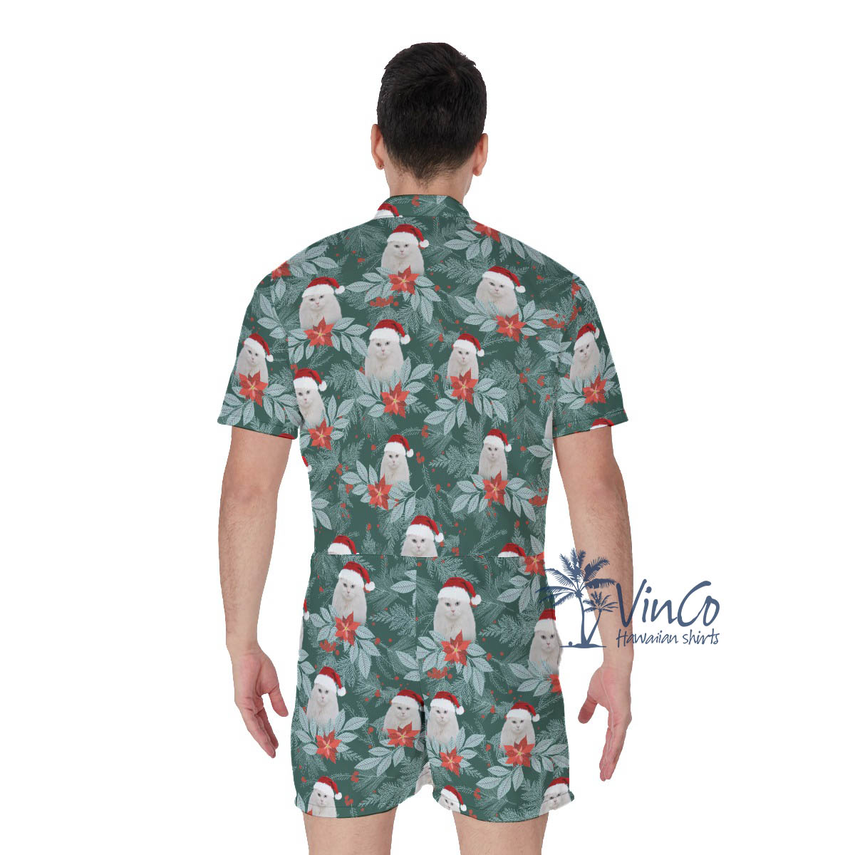 Tropical Custom Pet Face Christmas Romper For Men